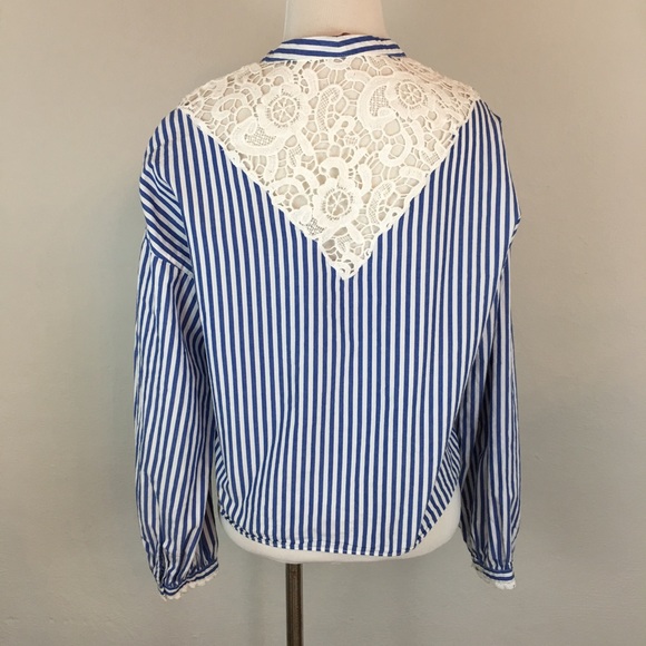 Zara Trafaluc Blue White Striped Blouse XS - Picture 3 of 8